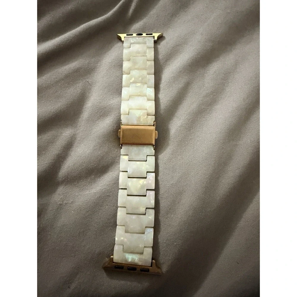 Resin Band for Apple Watch Series 11 10 SE 9 8 7 6 40/41/42mm Dressy Pearl